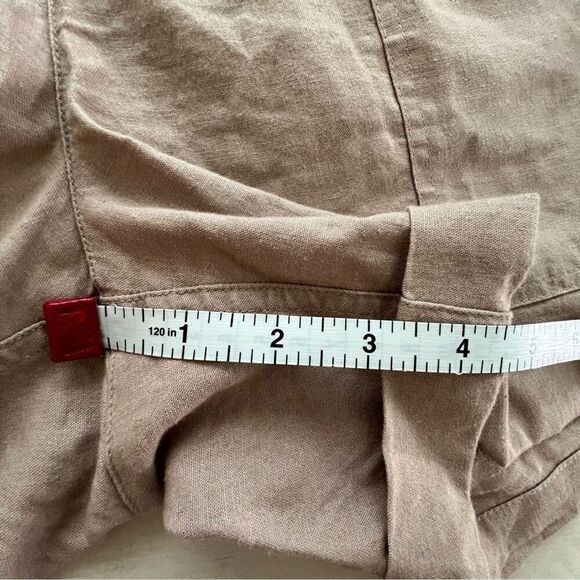 WIT & WISDOM Tan Skyrise Linen Smocked Waist Shorts Size Medium - Picture 6 of 11